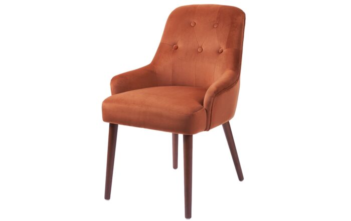 Pacific Lifestyle Antoinette Tobacco Velvet Armed Dining Chair Walnut Effect Legs