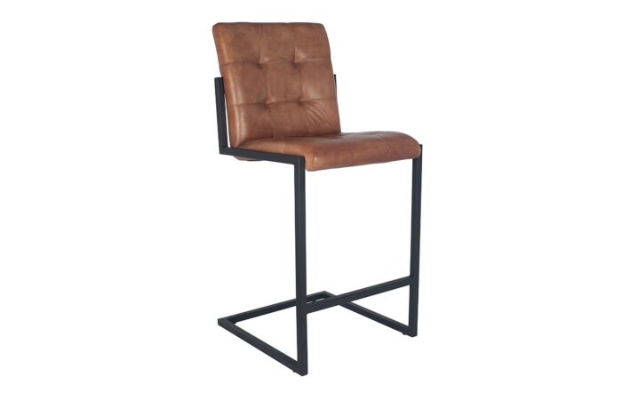 Pacific Lifestyle Arlo Vintage Brown Leather And Iron Buttoned Bar Stool-15-262-VB