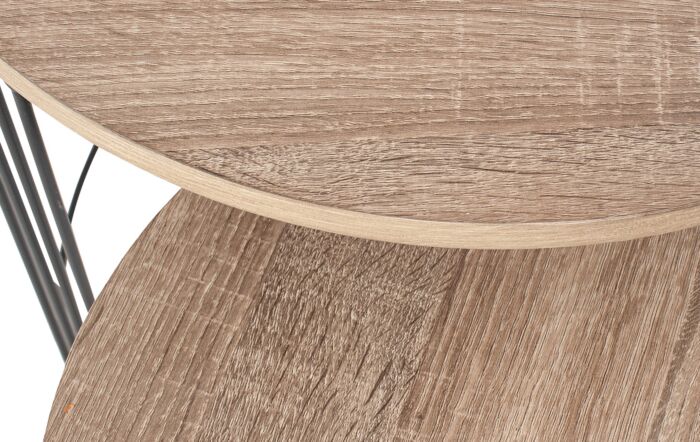 Pacific Lifestyle S/2 Atri Round Side Tables - Dark Wood and Black Metal-76-460