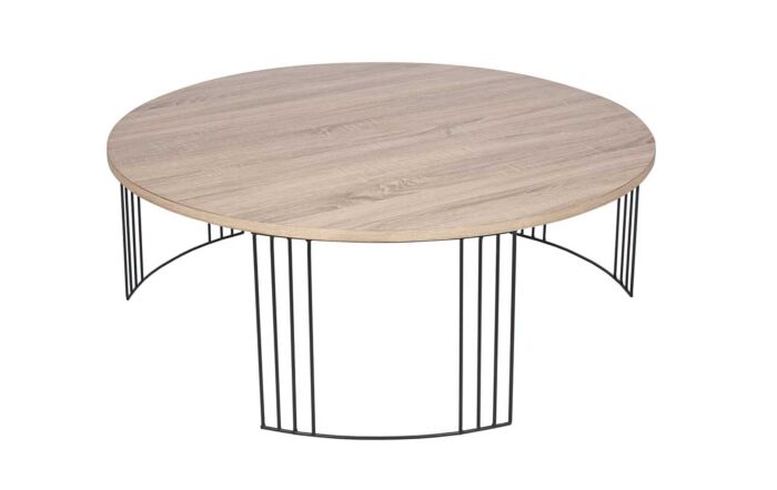 Pacific Lifestyle Atri Dark Wood And Black Metal Round Coffee table-76-461