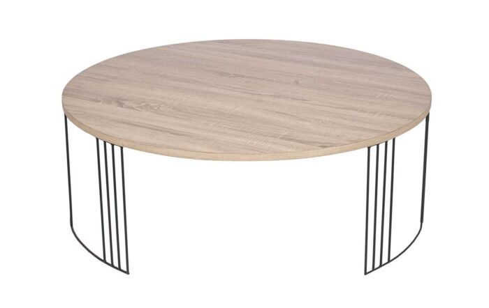 Pacific Lifestyle Atri Dark Wood And Black Metal Round Coffee table