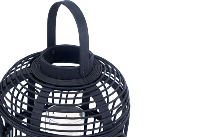 Pacific Lifestyle Black Bamboo And Glass Lantern Small-70-656-S