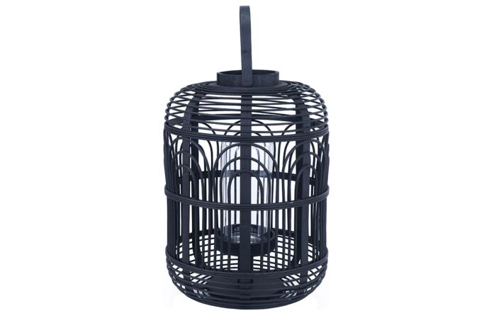Pacific Lifestyle Black Bamboo And Glass Lantern Large-70-656-L 1