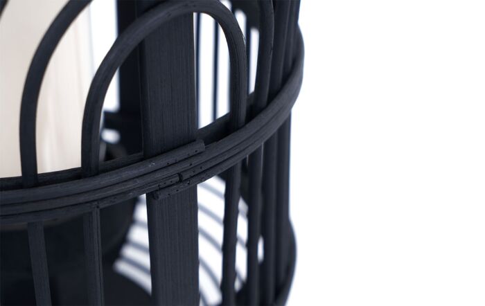 Pacific Lifestyle Black Bamboo And Glass Lantern Small-70-656-S