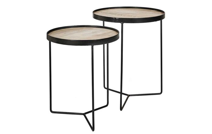Pacific Lifestyle Brookfield Brown Wood Veneer Side Tables-76-477