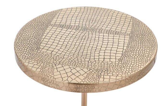 Pacific Lifestyle Caiman Antique Brass Croc Effect Table with Wood Base-76-557-AB 1