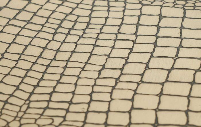 Pacific Lifestyle Caiman Antique Brass Croc Effect Table with Wood Base-76-557-AB