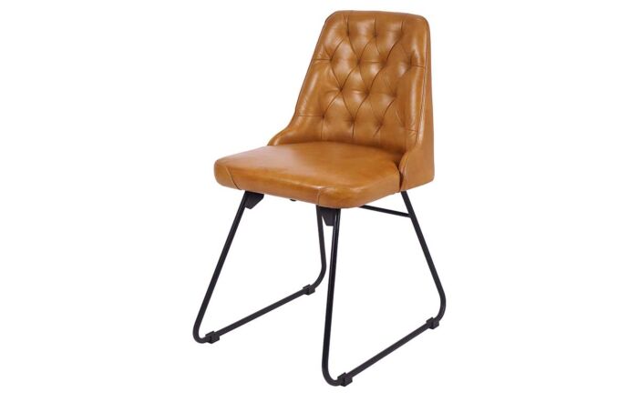 Pacific Lifestyle Camillo Mustard Leather Diamond Back Dining Chair-15-306-MU