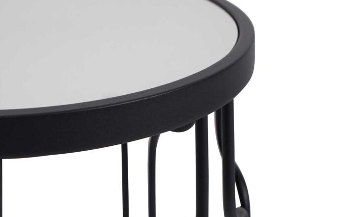 Pacific Lifestyle Set Of 2 Caprisse Mirrored Glass And Graphite Metal Round Tables-76-553