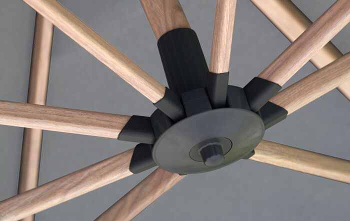 Pacific Lifestyle Challenger Teak T2 3m Square Manhattan Grey Cantilever Parasol With 90kg Wheeled Base-18-191-MH & 18-125