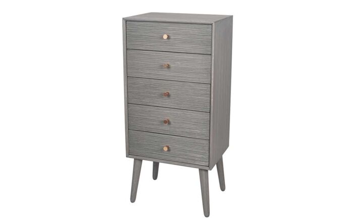 Pacific Lifestyle Chaya Dark Grey Pine Wood 5 Drawer Tall Boy-76-453-DG