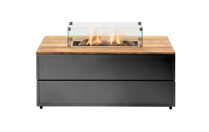 Pacific Lifestyle Cosipure 120 Black and Teak Rectangular Fire Pit-18-540-BK-TK