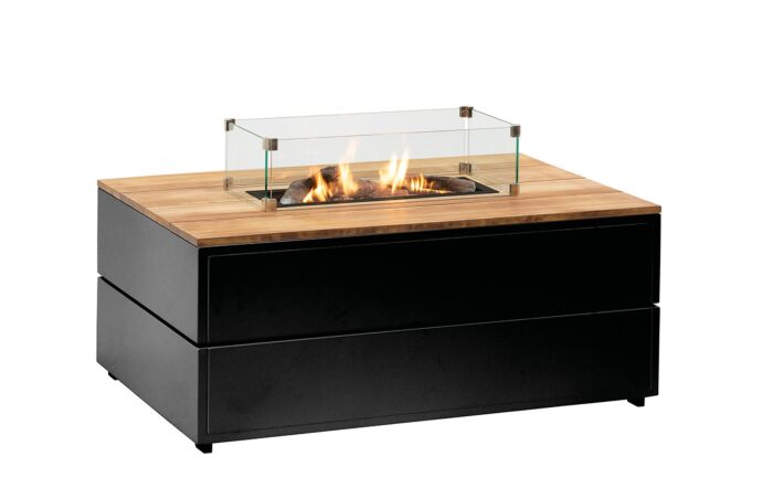 Pacific Lifestyle Cosipure 120 Black and Teak Rectangular Fire Pit-18-540-BK-TK