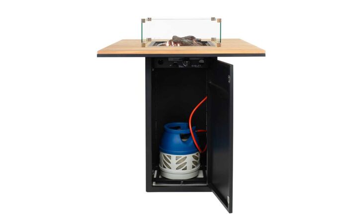 Pacific Lifestyle Cosiloft 100 Fire Pit Bar Table Black and Teak-18-530-BK-TK