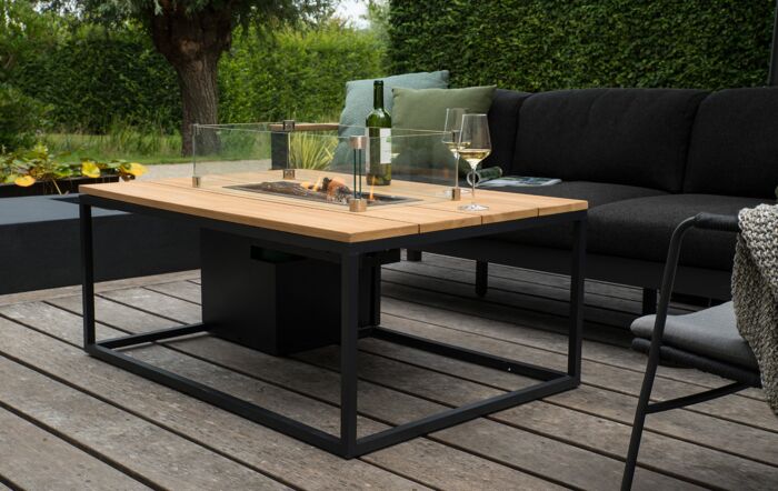 Pacific Lifestyle Cosiloft 120 Black and Teak Fire Pit Table-18-520-BK-TK