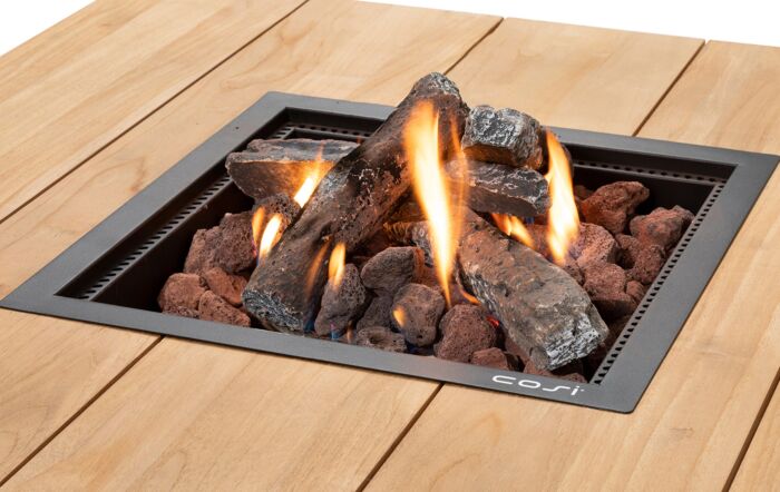 Pacific Lifestyle Cosipure 100 Square Fire Pit Black and Teak-18-539-BK-TK