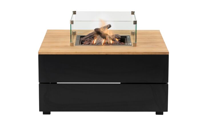 Pacific Lifestyle Cosipure 100 Square Fire Pit Black and Teak