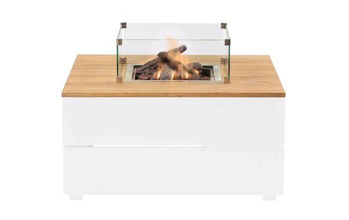 Pacific Lifestyle Cosipure 100 White and Teak Square Fire Pit