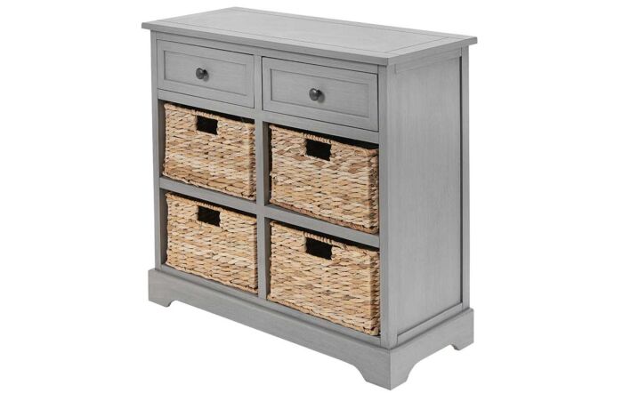 Pacific Lifestyle Devonshire Grey Wood 2 Drawer 4 Basket Unit-76-524