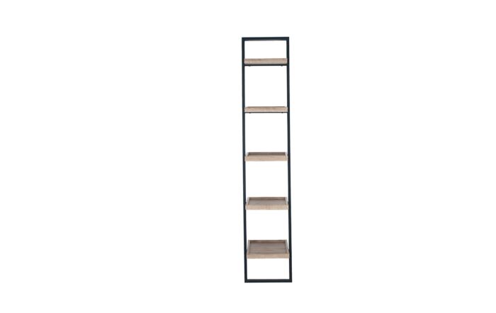 Pacific Lifestyle Gallery Natural Wood Veneer And Black Metal 5 Shelf Ladder Unit