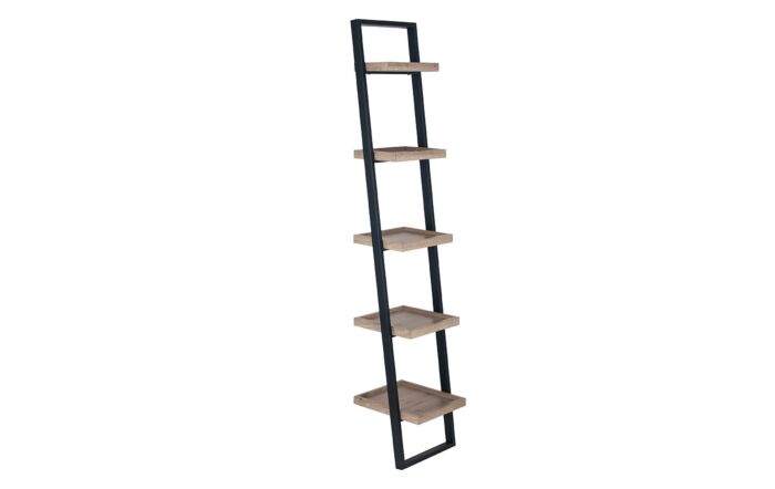 Pacific Lifestyle Gallery Natural Wood Veneer And Black Metal 5 Shelf Ladder Unit-76-433