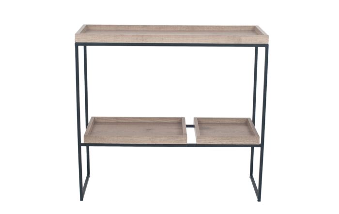 Pacific Lifestyle Gallery Natural Wood Veneer And Black Metal 2 Shelf Unit-76-432