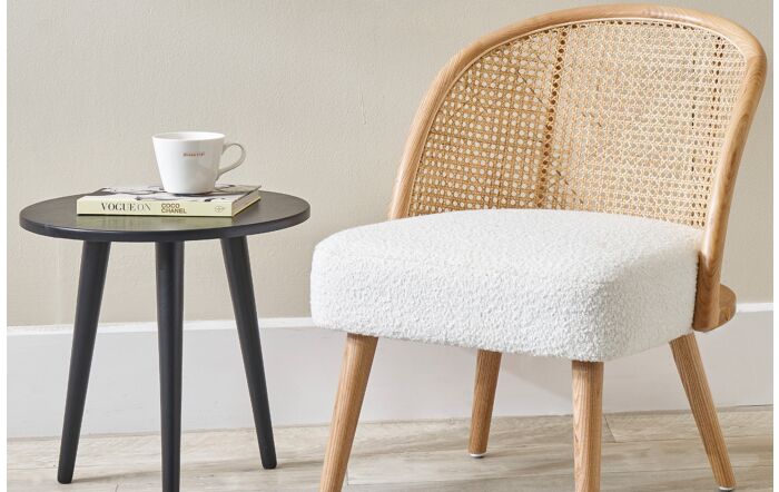 Pacific Lifestyle Genoa Bouclé and Natural French Cane Chair