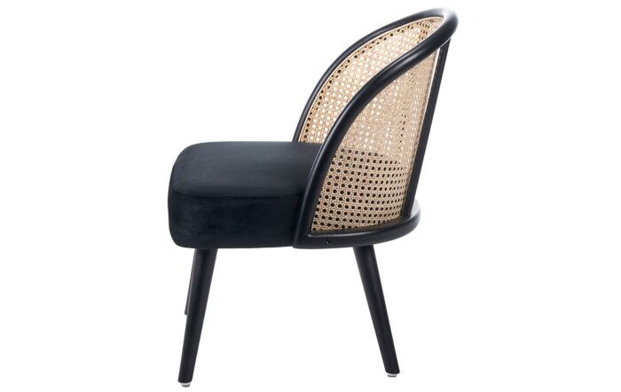 Pacific Lifestyle Genoa Black Velvet and Natural French Cane Chair-15-319-BK