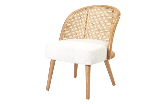 Pacific Lifestyle Genoa Bouclé and Natural French Cane Chair-15-318-WH