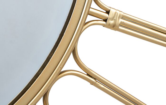Pacific Lifestyle Gold Metal Cane Effect Frame Round Wall Mirror-73-120-GO