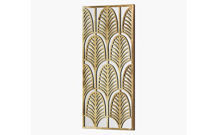 Pacific Lifestyle Gold Metal Rectangular Mirrored Wall Art-71-334-GO