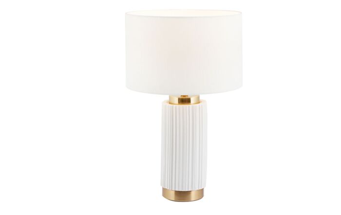 Pacific Lifestyle Ionic White Textured Ceramic And Gold Metal Table Lamp-30-812-C