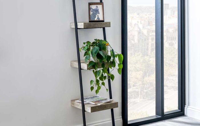 Pacific Lifestyle Jersey Concrete Effect Wood and Black Iron Four Shelf Unit-76-542