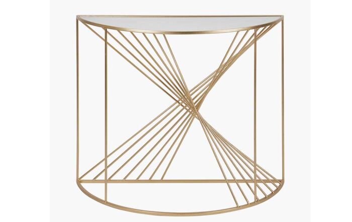 Pacific Lifestyle Liberty Glass And Gold Metal Half Moon Console Table-76-552