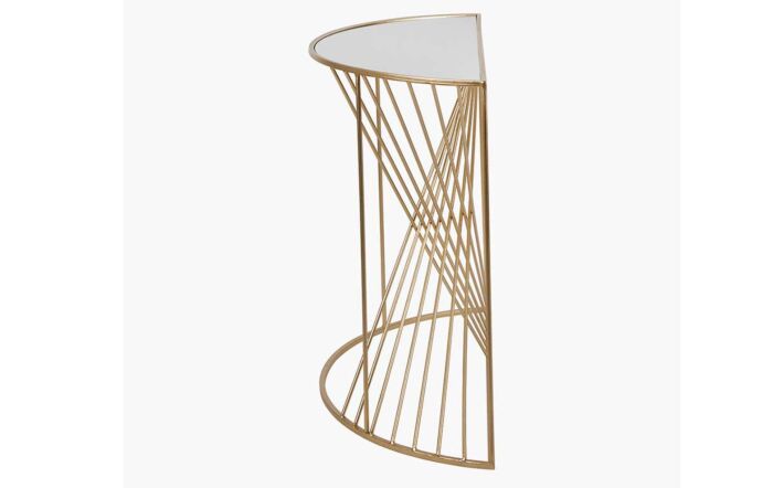 Pacific Lifestyle Liberty Glass And Gold Metal Half Moon Console Table-76-552