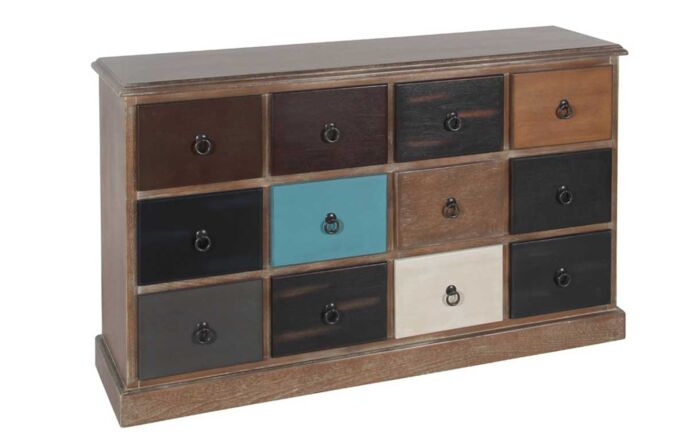 Pacific Lifestyle Loft Pine Multicoloured 12 Drawer Unit