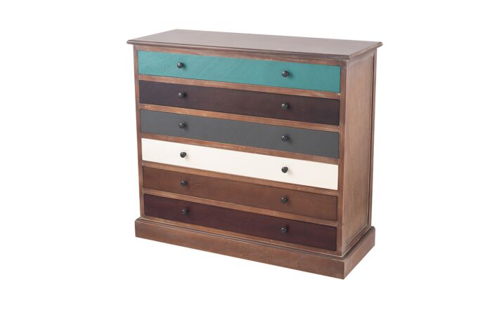 Pacific Lifestyle Loft Pine Wood Multicoloured 6 Drawer Unit