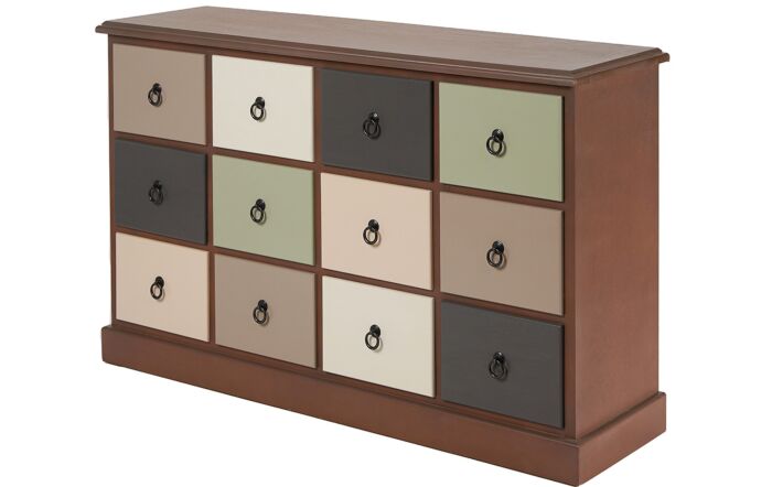 Pacific Lifestyle Loft Pine Wood Sage Multicoloured 12 Drawer Unit-76-521