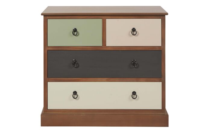 Pacific Lifestyle Loft Pine Wood Sage Multicoloured 4 Drawer Unit-76-528