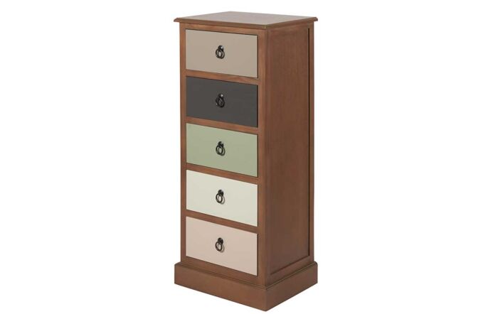 Pacific Lifestyle Loft Pine Wood Sage Multicoloured 5 Drawer Unit-76-529