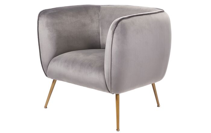 Pacific Lifestyle Lucca Dove Grey Velvet Chair with Gold Legs-15-289-DG