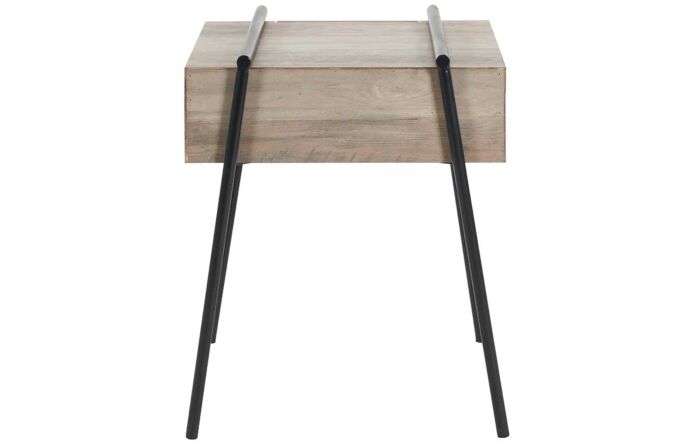 Pacific Lifestyle Osato 1 Drawer Side Table - Light Brown Wood Veneer and Black Metal-76-539