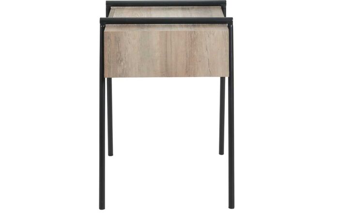 Pacific Lifestyle Osato 1 Drawer Side Table - Light Brown Wood Veneer and Black Metal-76-539