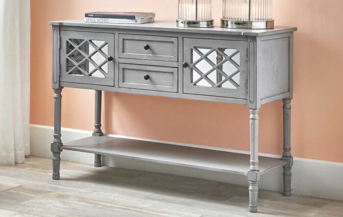 Pacific Lifestyle Puglia Dove Grey Mirrored Pine Wood Dresser