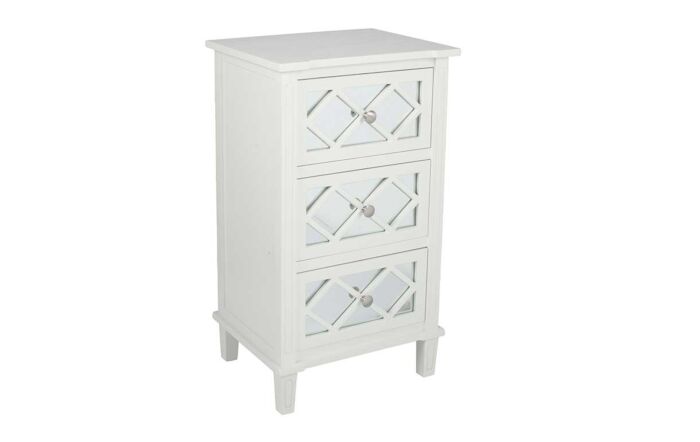 Pacific Lifestyle Puglia Ivory Mirrored Pine Wood 3 Drawer Unit -76-273-IV