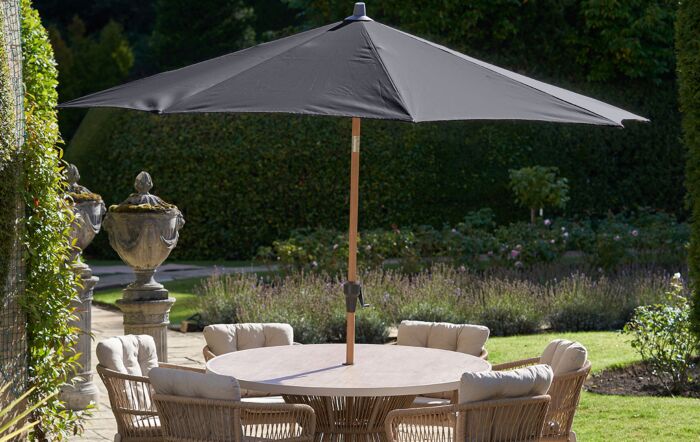 Pacific Lifestyle Riva Teak 3m Round Centre Pole Parasol - Anthracite-18-192-GY