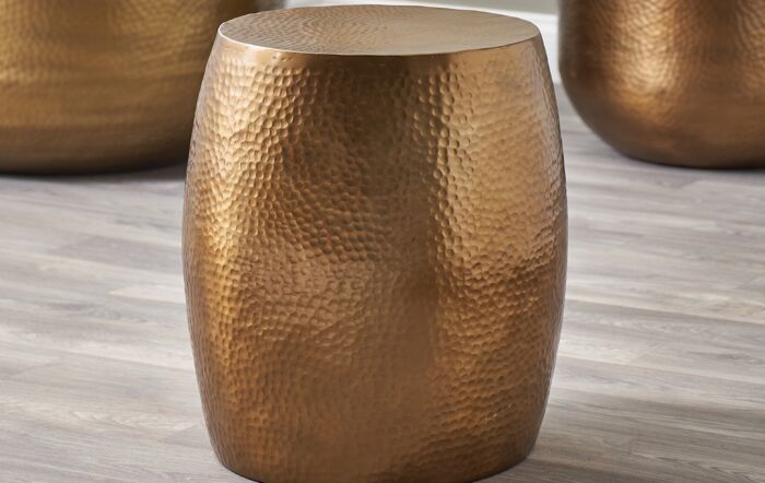 Pacific Lifestyle Sangli Hammered Metal Antique Brass Colour Stool