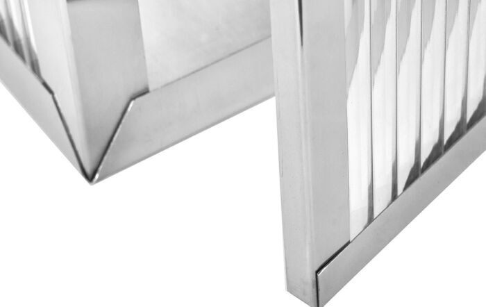 Pacific Lifestyle Silver Metal And Ribbed Glass Lantern Large-70-665-NI-L