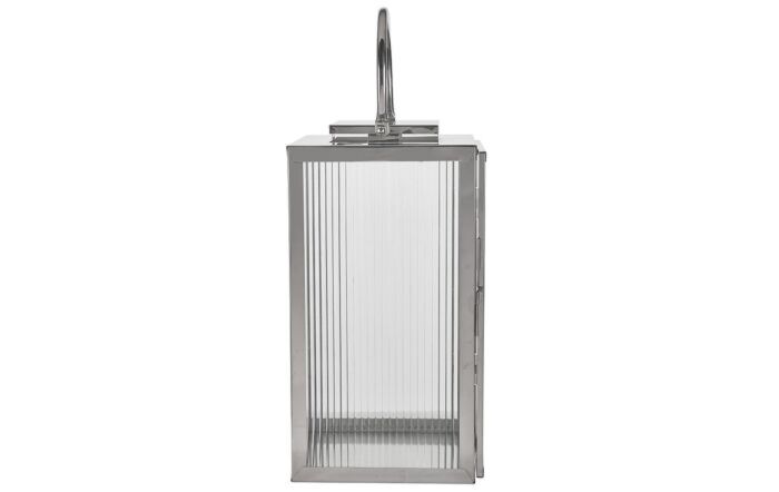 Pacific Lifestyle Silver Metal And Ribbed Glass Lantern Large