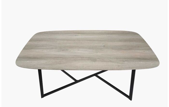 Pacific Lifestyle Ukiah Grey Oak Veneer And Black Metal Dining Table-76-541